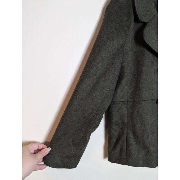 NWOT Talbots Green Brushed Italian Wool Double Breasted Jacket - Picture 3 of 9